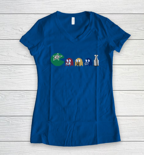 Dallas Stars x Pacman Create History For Stanley Cup Women's V-Neck T-Shirt 9