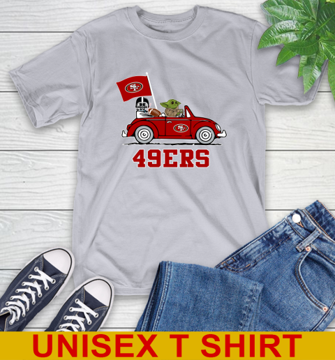 NFL Football San Francisco 49ers Darth Vader Baby Yoda Driving Star Wars Shirt T-Shirt 6