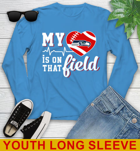 NFL My Heart Is On That Field Football Sports Seattle Seahawks Youth Long Sleeve 8
