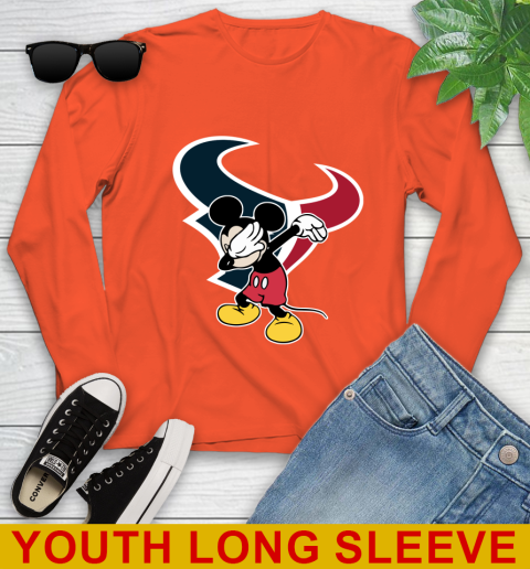 Houston Texans NFL Football Dabbing Mickey Disney Sports Youth Long Sleeve 4