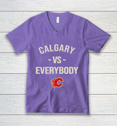 Calgary Flames Vs Everybody V-Neck T-Shirt 8