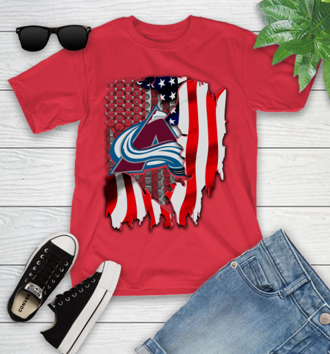 Colorado Avalanche NHL Hockey American Flag Youth T-Shirt 13