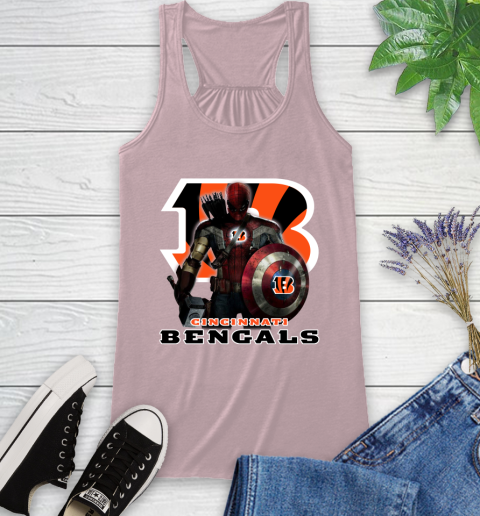 NFL Captain America Thor Spider Man Hawkeye Avengers Endgame Football Cincinnati Bengals Racerback Tank 11
