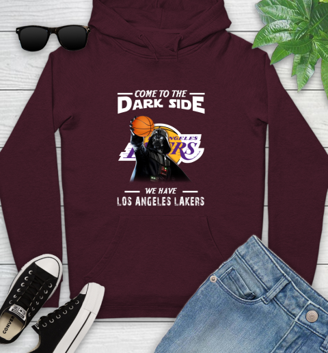 NBA Come To The Dark Side We Have Los Angeles Lakers Star Wars Darth Vader Basketball Youth Hoodie 7