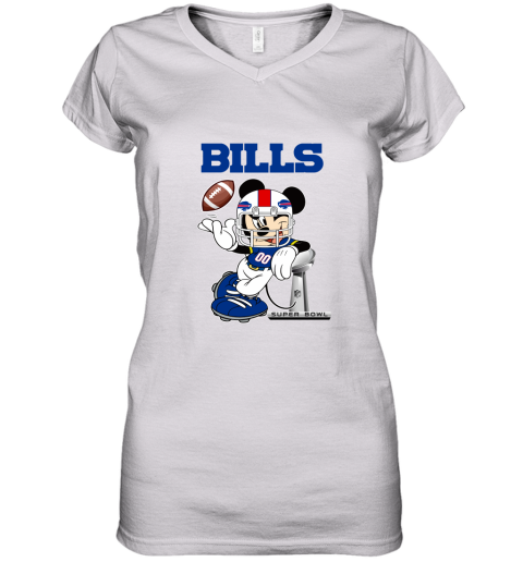NFL Buffalo Bills Mickey Mouse Disney Super Bowl Football T Shirt Long Sleeve Women's V-Neck T-Shirt