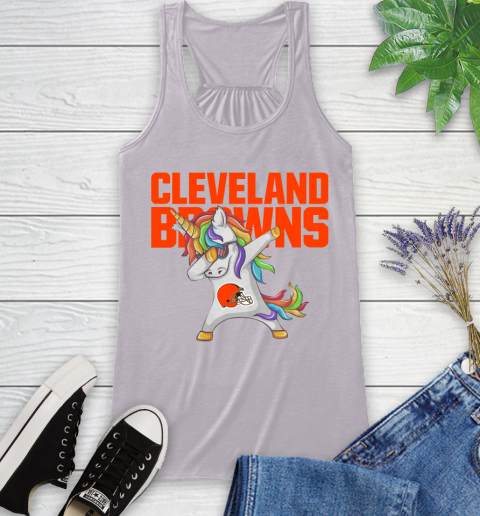 Cleveland Browns NFL Football Funny Unicorn Dabbing Sports Racerback Tank 5