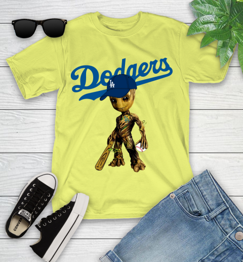 MLB Los Angeles Dodgers Groot Guardians Of The Galaxy Baseball Youth T-Shirt 8