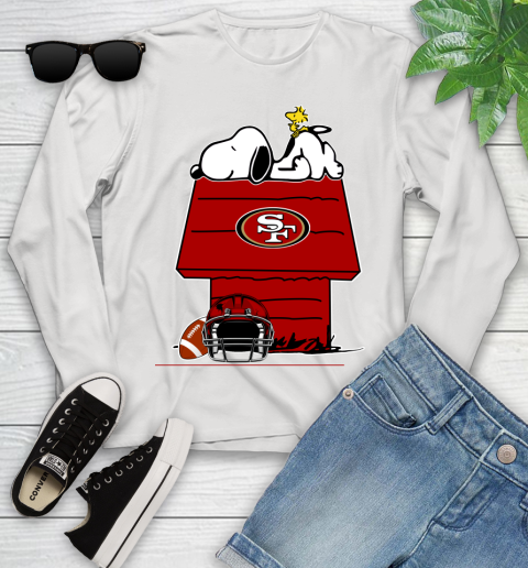 San Francisco 49ers NFL Football Snoopy Woodstock The Peanuts Movie Youth Long Sleeve