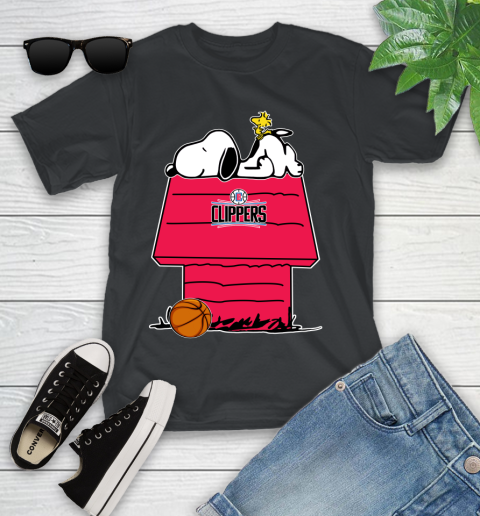 LA Clippers NBA Basketball Snoopy Woodstock The Peanuts Movie Youth T-Shirt 2
