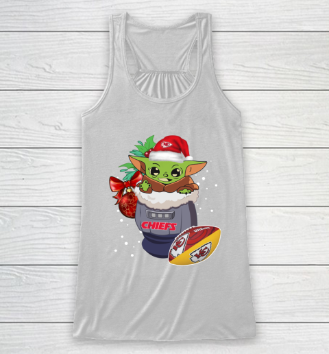 Kansas City Chiefs Christmas Baby Yoda Star Wars Funny Happy NFL Racerback Tank 2
