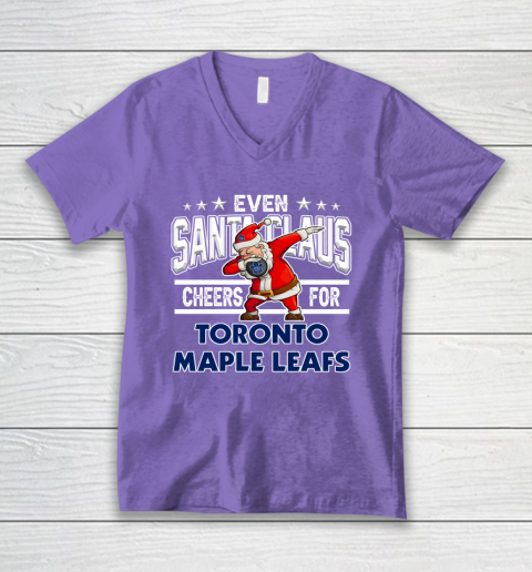 Toronto Maple Leafs Even Santa Claus Cheers For Christmas NHL V-Neck T-Shirt 8