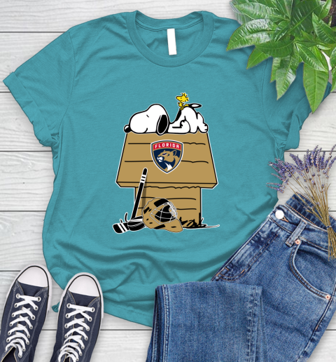 Florida Panthers NHL Hockey Snoopy Woodstock The Peanuts Movie Women's T-Shirt 12