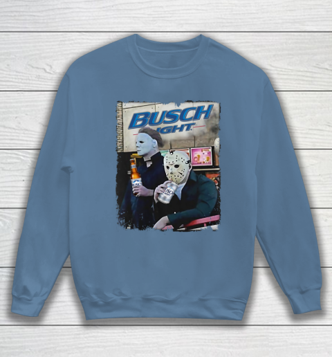 Michael Myers And Jason Voorhees Busch Light Halloween Sweatshirt 6