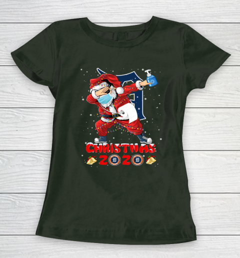 Detroit Tigers Funny Santa Claus Dabbing Christmas 2020 MLB Women's T-Shirt 4