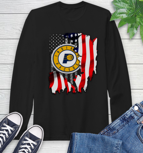 Indiana Pacers NBA Basketball American Flag Long Sleeve T-Shirt