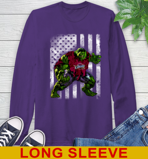 Cleveland Cavaliers Hulk Marvel Avengers NBA Basketball American Flag Long Sleeve T-Shirt 5