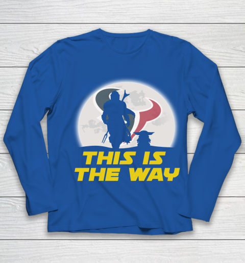 Houston Texans NFL Football Star Wars Yoda And Mandalorian This Is The Way Youth Long Sleeve 7