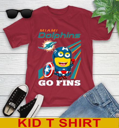 NFL Football Miami Dolphins Captain America Marvel Avengers Minion Shirt Youth T-Shirt 12