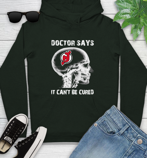 NHL New Jersey Devils Hockey Skull It Can't Be Cured Shirt Youth Hoodie 12