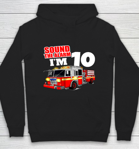 Kids Fire Truck 10th Birthday T Shirt Boy Firefighter 10 Years Old Hoodie