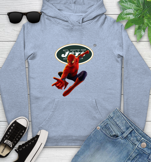 NFL Spider Man Avengers Endgame Football New York Jets Youth Hoodie 10