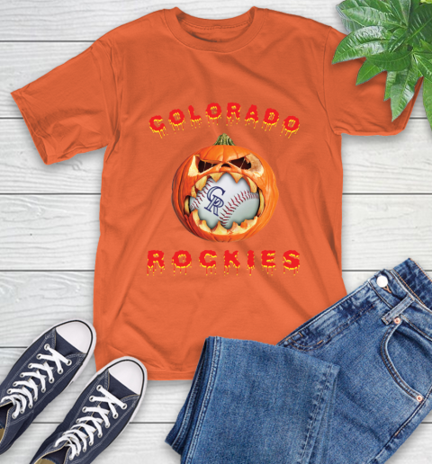 MLB Colorado Rockies Halloween Pumpkin Baseball Sports T-Shirt 5