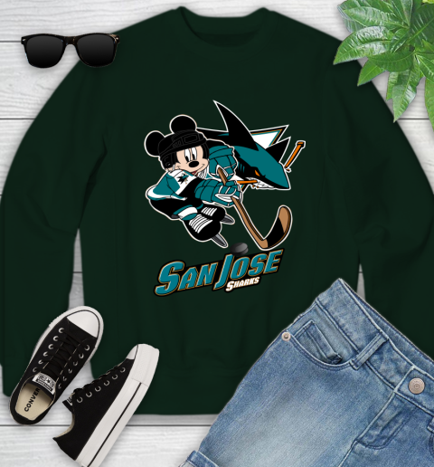 NHL San Jose Sharks Mickey Mouse Disney Hockey T Shirt Youth Sweatshirt 10