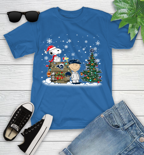 NFL Los Angeles Rams Snoopy Charlie Brown Christmas Football Super Bowl Sports Youth T-Shirt 12