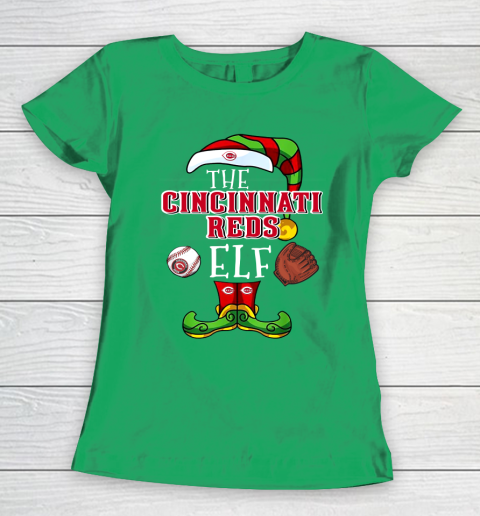 Cincinnati Reds Christmas ELF Funny MLB Women's T-Shirt 5