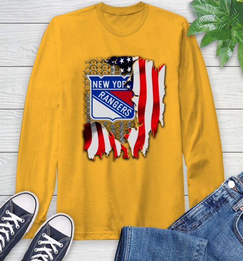 New York Rangers NHL Hockey American Flag Long Sleeve T-Shirt 2