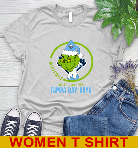 Tampa Bay Rays MLB Christmas Grinch I Hate People But I Love My Favorite Baseball Team Women's T-Shirt