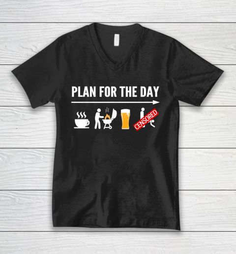 Beer Lover Funny Shirt Funny BBQ For Men Coffee, Grilling, Beer Adult Humor V-Neck T-Shirt