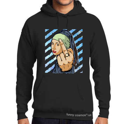 Air Jordan 1 Bio hack Matching Sneaker Tshirt The girl With The Pearl Earing Middle Finger Blue and Brown Jordan Tshirt