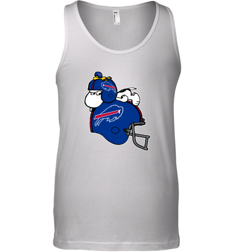4psw snoopy and woodstock resting on buffalo bills helmet unisex tank 17 front white