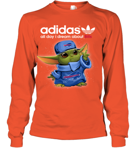 Baby Yoda Adidas All Day I Dream About  Bills oufx baby yoda adidas all day i dream aboutbills youth long sleeve 50 front orange