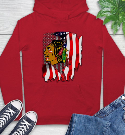 Chicago Blackhawks NHL Hockey American Flag Hoodie 10