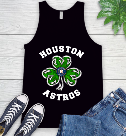 MLB Houston Astros Three Leaf Clover St Patrick's Day Baseball Sports Tank Top