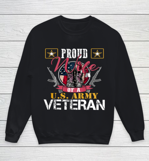 Veteran Shirt Vintage Proud Wife Of A U S Army Veteran Youth Sweatshirt