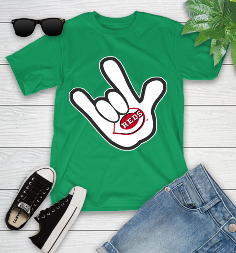 Cincinnati Reds MLB Baseball Mickey Rock Hand Disney Youth T-Shirt 6