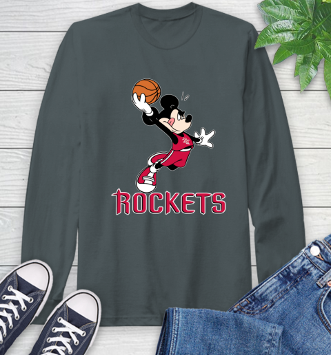 NBA Basketball Houston Rockets Cheerful Mickey Mouse Shirt Long Sleeve T-Shirt 7