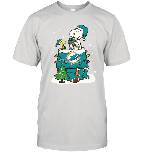 A Happy Christmas With Miami Dolphins Snoopy Shirts Unisex Jersey Tee