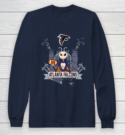 NFL Atlanta Falcons Football Jack Skellington Halloween Long Sleeve T-Shirt 2