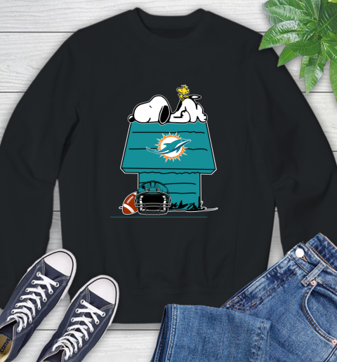 Miami Dolphins NFL Football Snoopy Woodstock The Peanuts Movie Sweatshirt 2