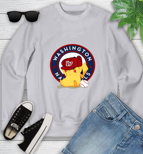 MLB Pikachu Baseball Sports Washington Nationals Youth Sweatshirt 4