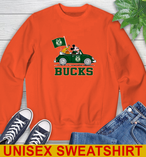 NBA Basketball Milwaukee Bucks Pluto Mickey Driving Disney Shirt Sweatshirt 4