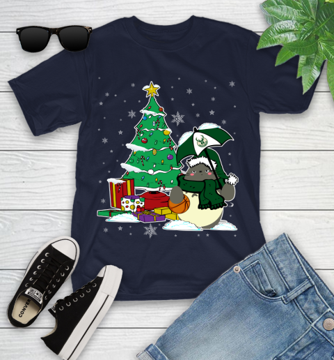 Milwaukee Bucks NBA Basketball Cute Tonari No Totoro Christmas Sports Youth T-Shirt 2