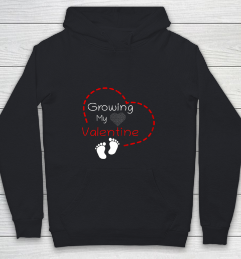 Womens Growing My Valentine Pregnancy Announcement Youth Hoodie