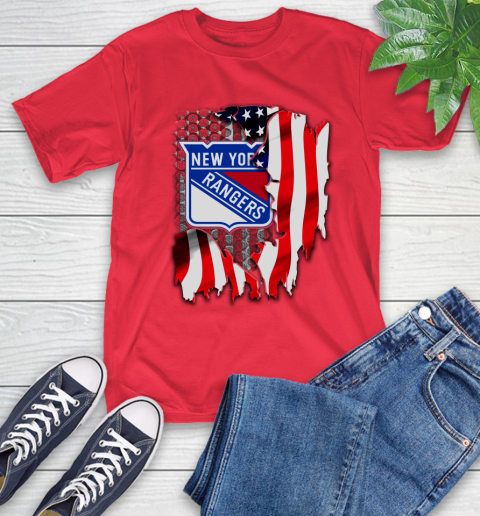 New York Rangers NHL Hockey American Flag T-Shirt 11
