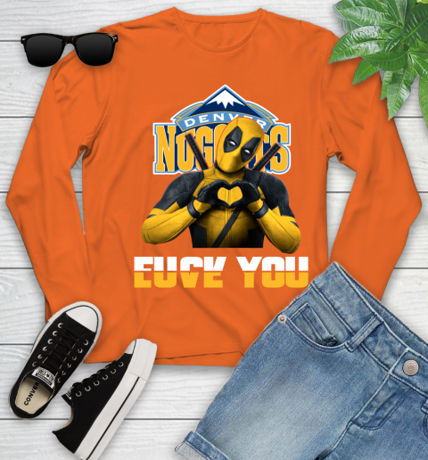 NBA Denver Nuggets Deadpool Love You Fuck You Basketball Sports Youth Long Sleeve 3
