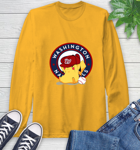 MLB Pikachu Baseball Sports Washington Nationals Long Sleeve T-Shirt 3